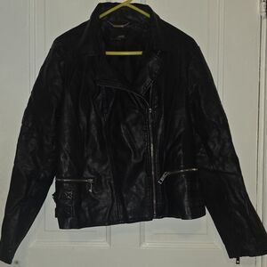 a.n.a Black Faux Leather Moto Jacket